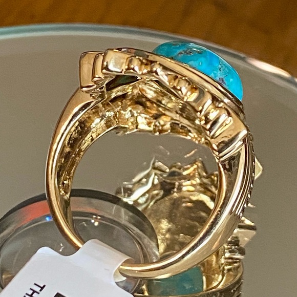 Yellow Gold with Turquoise Ring! 8 - Picture 7 of 9